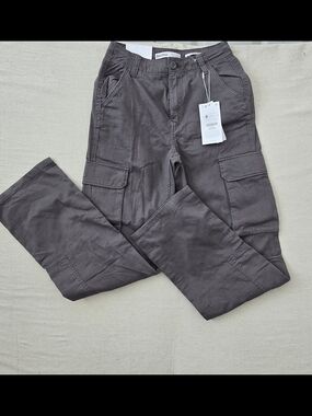 Bershka Men's Cargo Pants in Dark Gray